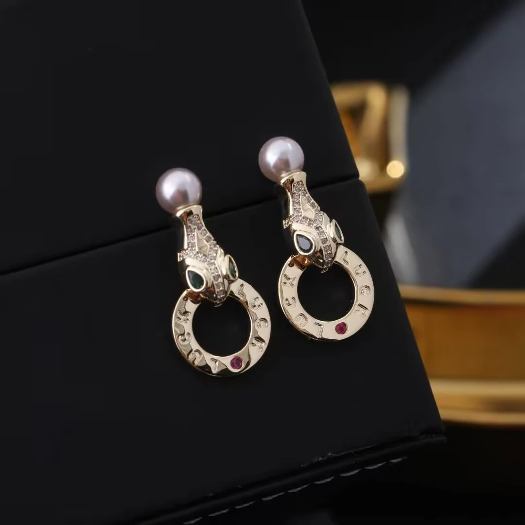 铜合金耳饰 《货号8282》蛇形圆圈耳钉