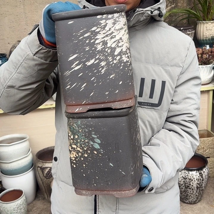 红陶泼墨两个口径15高度20