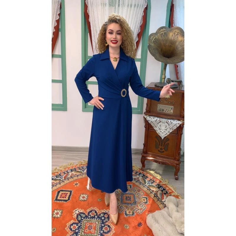 高定洋气侧压百褶连衣裙（00-176）