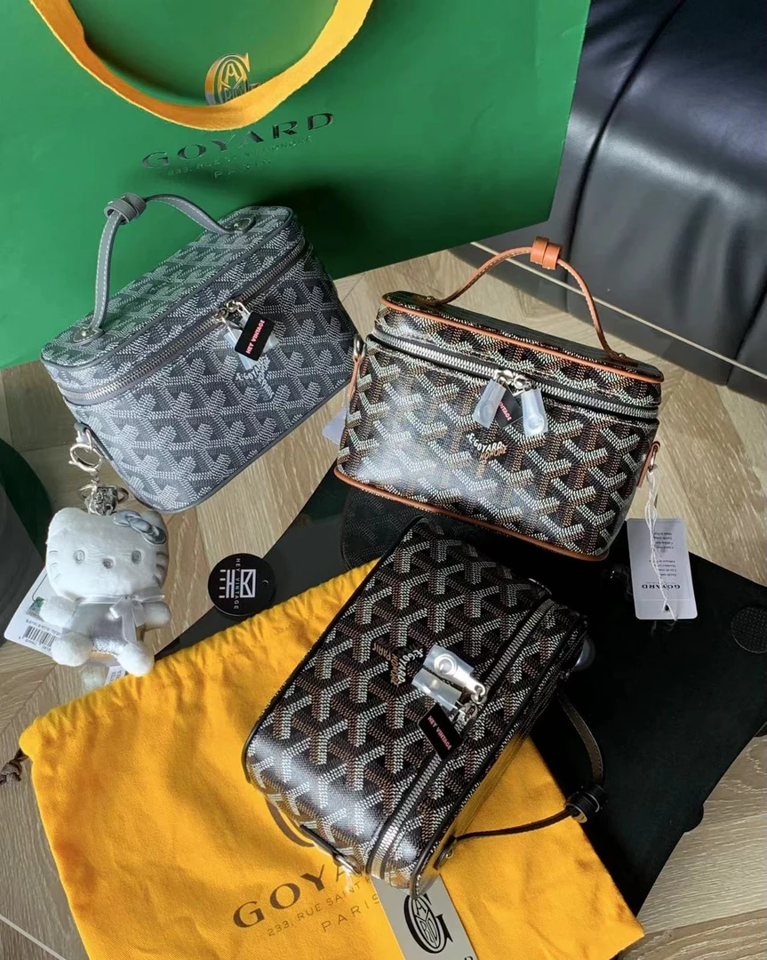 未使用 Goyard 25年 新款muse 灰黑棕迷你化妆盒子包16cm