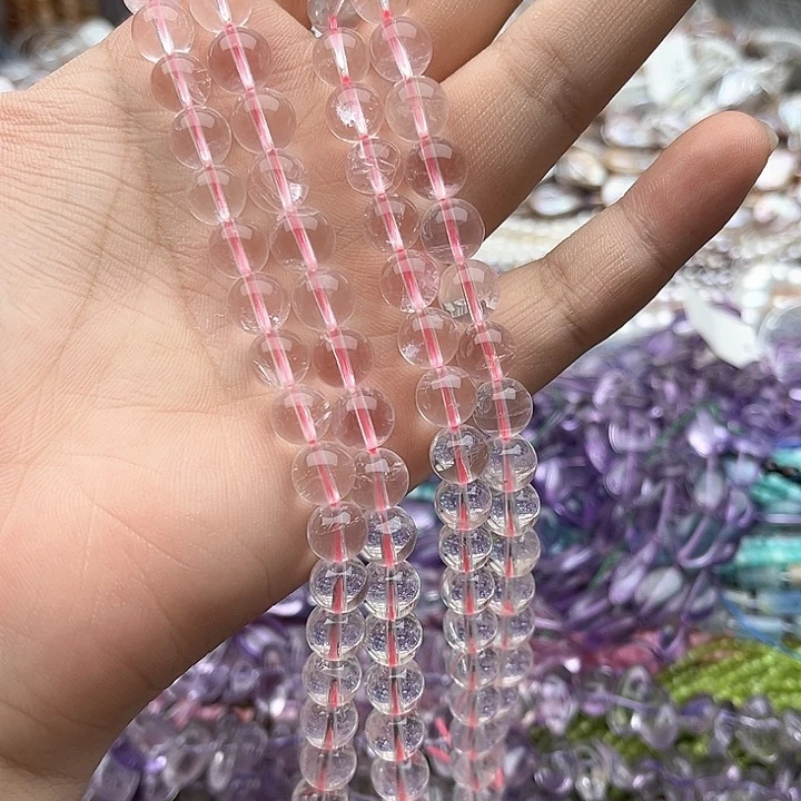 未镶嵌玛瑙/玉髓珠宝半成品一条8mm左右星光粉粉晶
