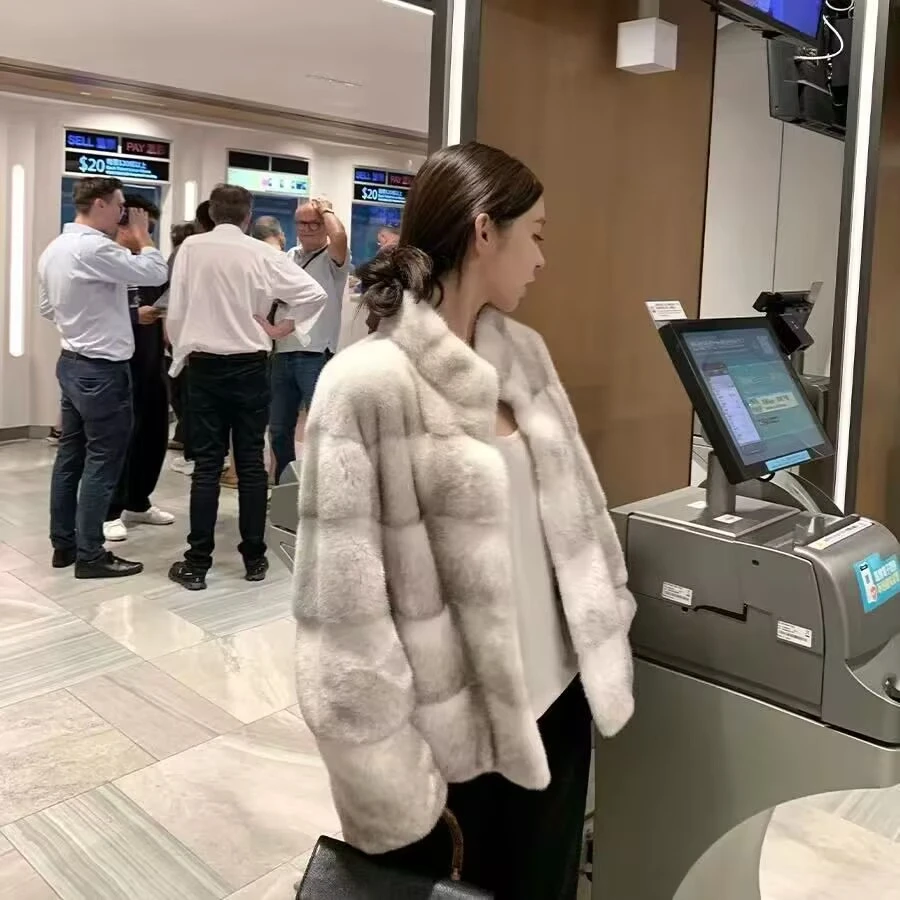 【皮城夫人】新款希有皮料十字貂女士立领时尚减龄水貂外套