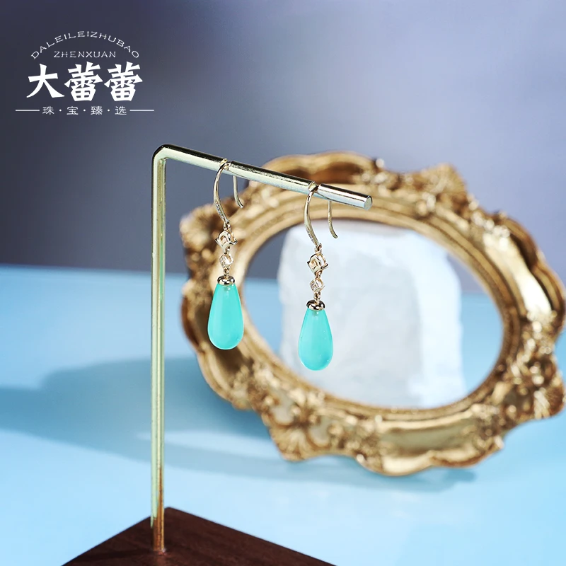 18k澳洲玉水滴耳坠-多样性发其一