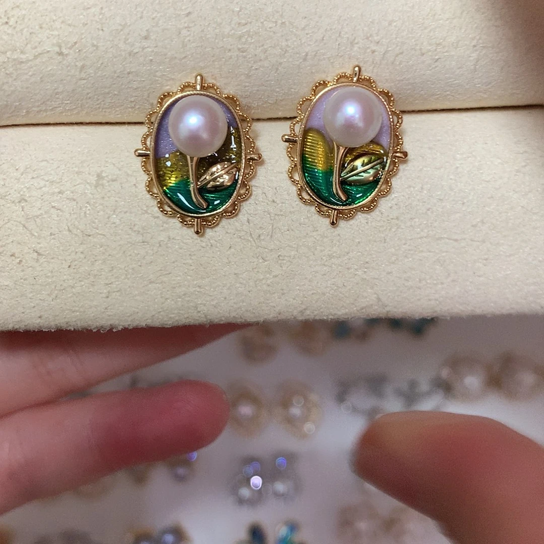 淡水珍珠耳饰合金