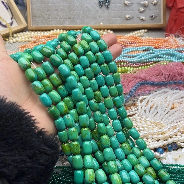 玛瑙/玉髓珠宝半成品未镶嵌一条10/13mm菜籽绿