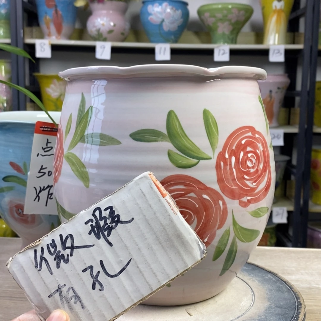 景德镇手工手绘陶瓷花盆