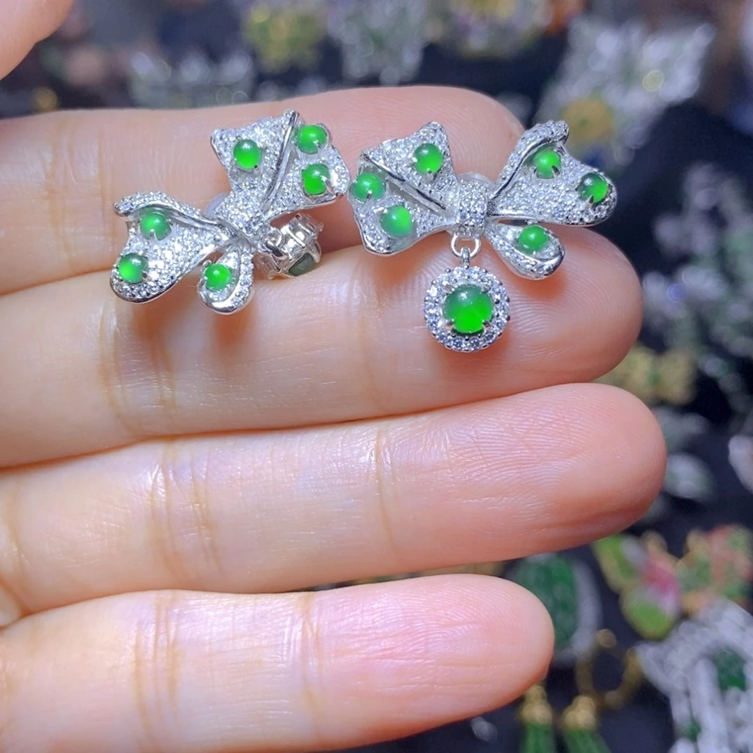 翡翠银S925镶嵌套链天然