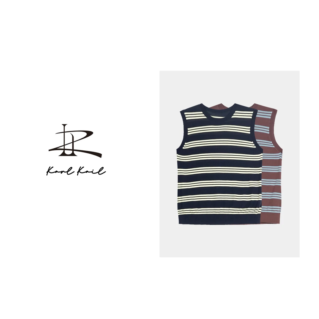 kARE KAIE【23068】天丝羊毛圆领针织时尚休闲百搭打底夏季宽松条纹