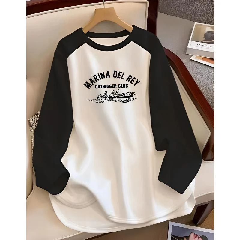 插肩袖长袖打底衫女内搭秋冬季保暖德绒磨毛加厚上衣中长款遮屁股