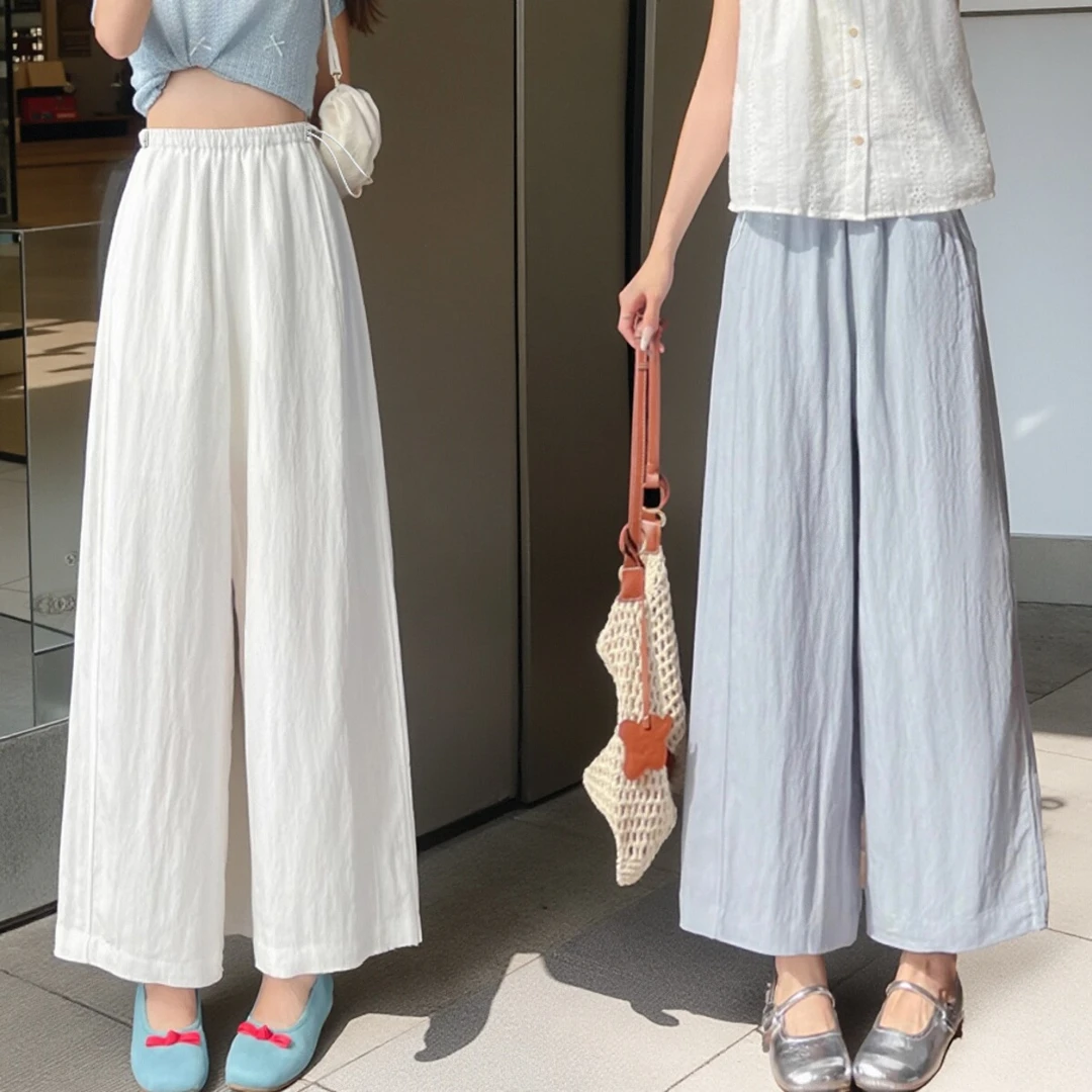 孕妇裤夏季薄款外穿白色速干阔腿裤2025新款小个子九分休闲山本裤