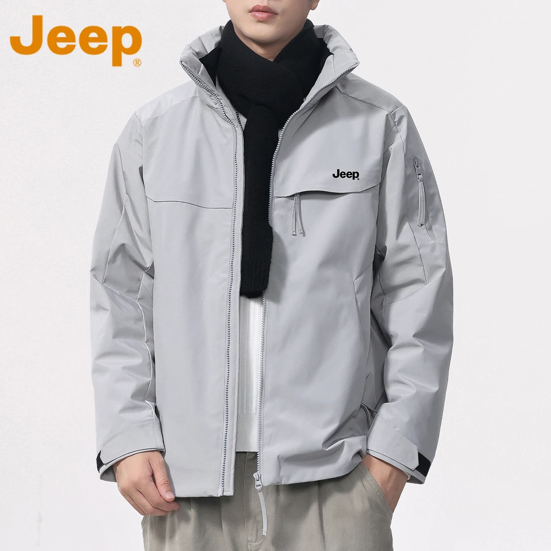 JEEP吉普90鸭绒轻薄羽绒服外套男款冬季潮流宽松连帽保暖防寒上衣