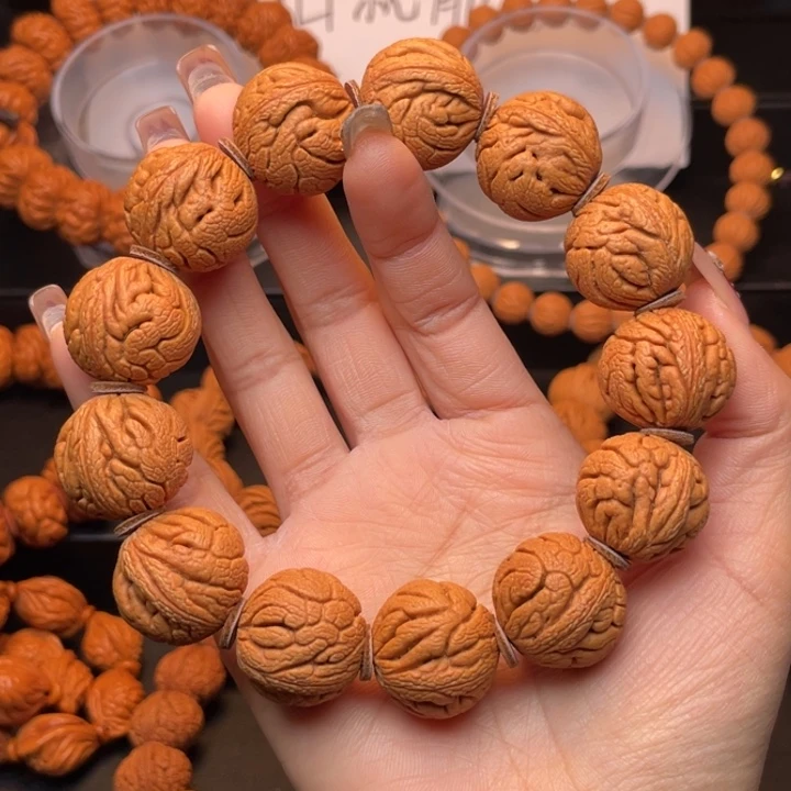 桃核手串22尺寸密纹龙珠（18号链接）