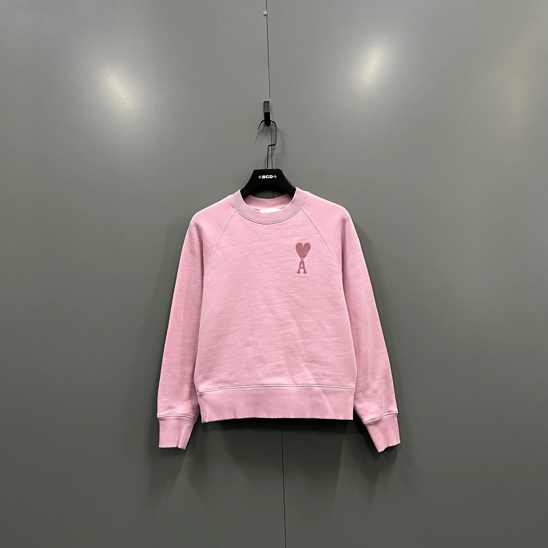 99新 AMIPARIS zz17 粉色爱心logo刺绣卫衣 XS码 017541