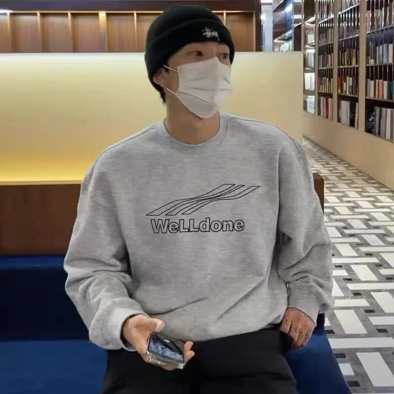 A19-4灰色”空心WELL”加绒卫衣（051）