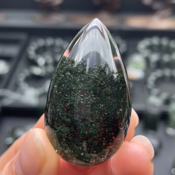 项链未镶嵌水晶绿幽灵聚宝盆吊坠