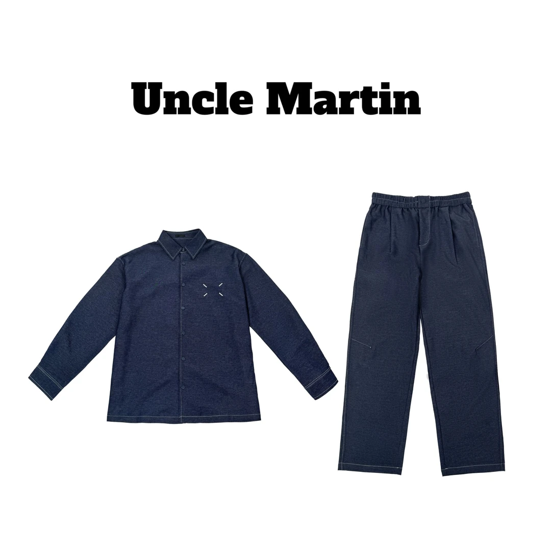 马丁叔叔  25新款夏季深蓝色牛仔外套简约设计牛仔 裤子 209