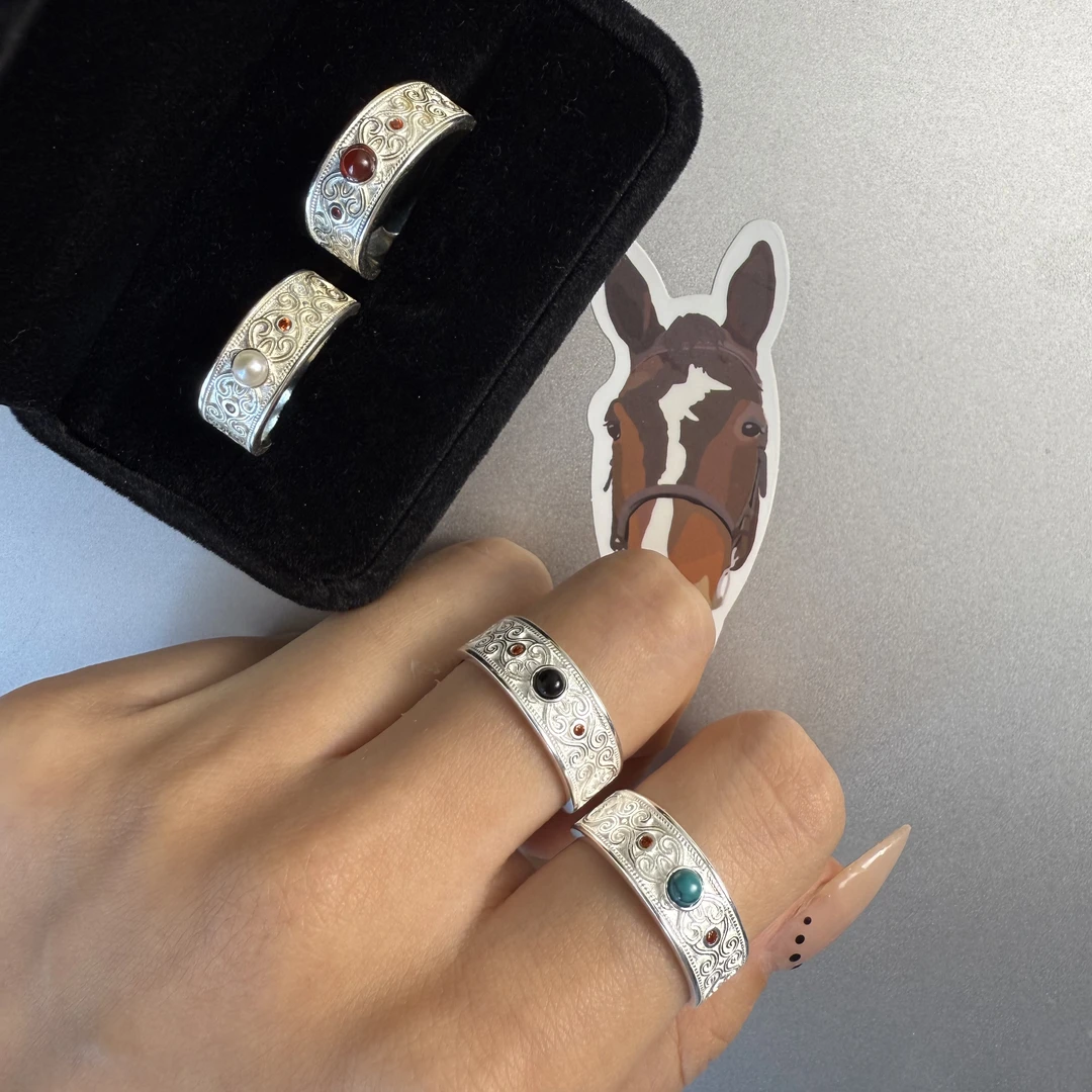 925银银制品 925宫廷风实心男女戒指