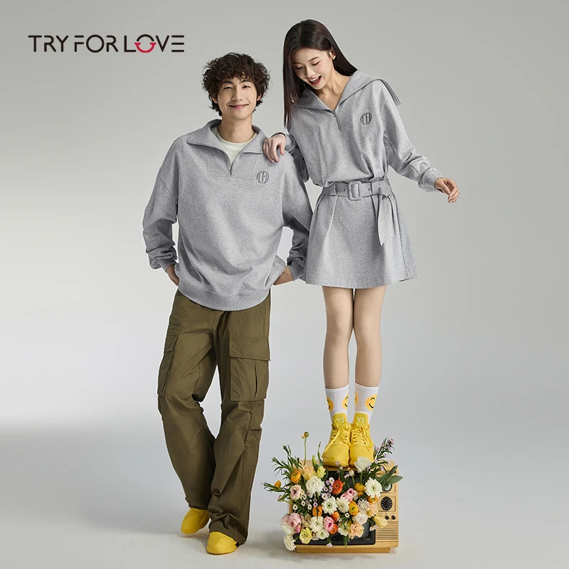 TRYFORLOVE情侣装小众设计感卫衣连衣裙外套女2025春新款一衣一裙