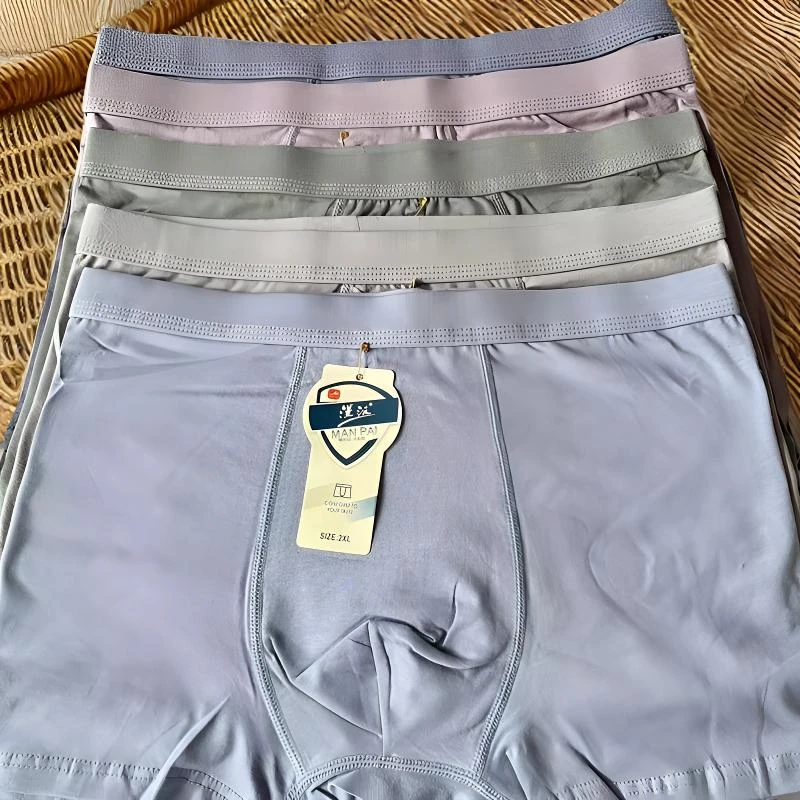 男棉内裤四季薄款纯色精梳棉平角内裤透气男款内裤无痕大码舒适