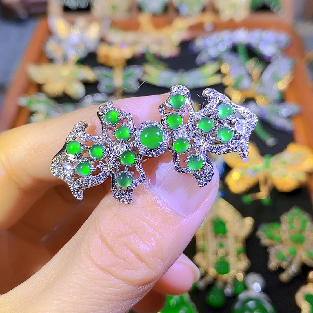 吊坠(不含链)银S925镶嵌翡翠