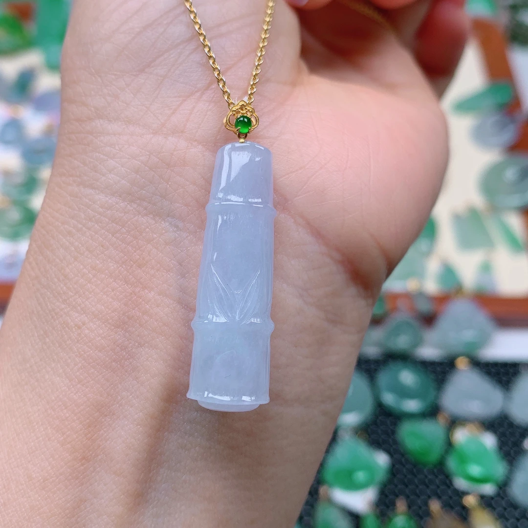 缅甸天然A货翡翠，紫罗兰竹节 编号457/309尺寸34.5-10.5-6.8