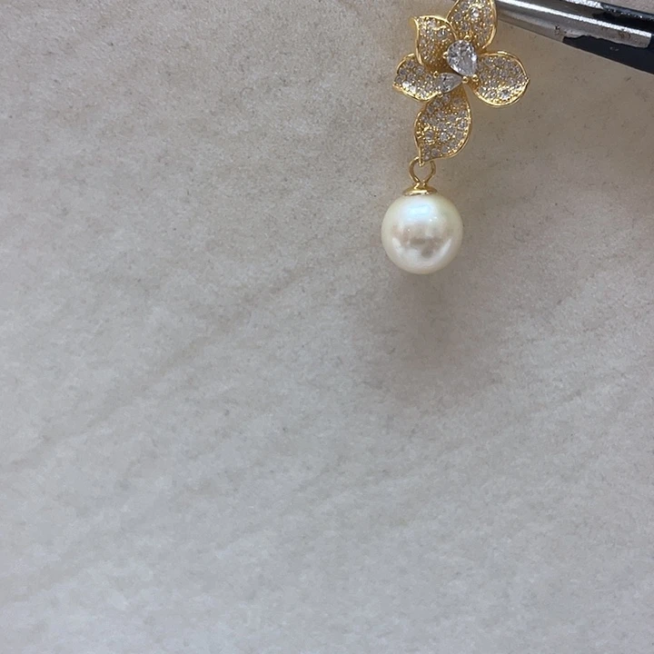 银S925镶嵌海水珍珠吊坠(不含链)