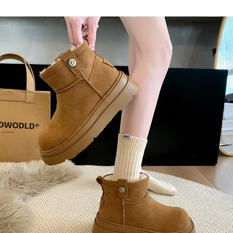 套筒保暖丹宁风冬季时尚雪地靴厚底短靴女鞋加厚