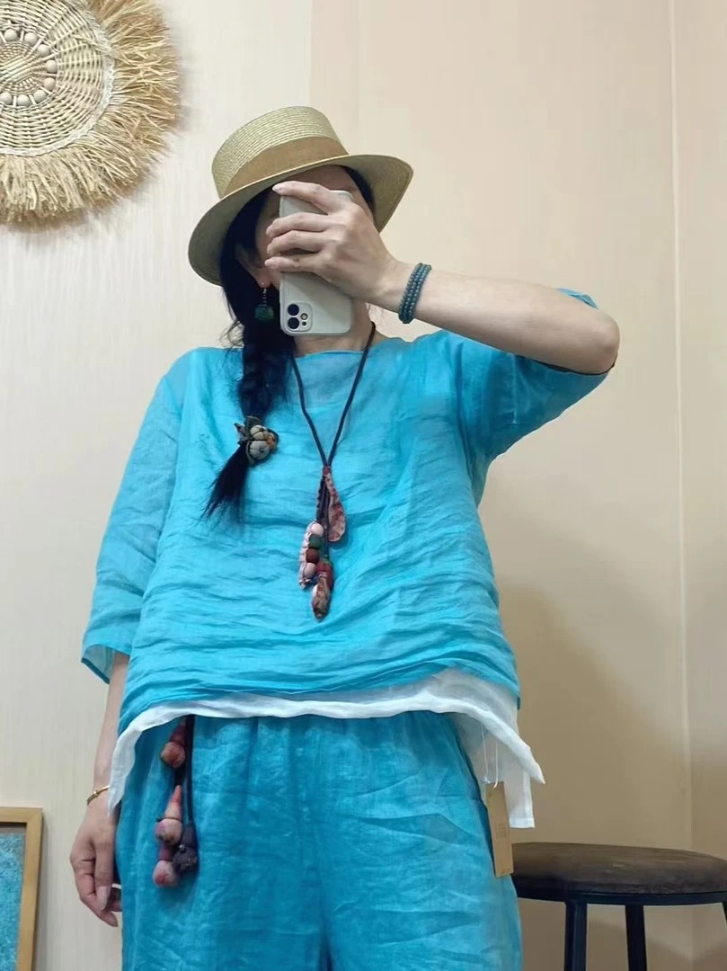 佩佩 新款苎麻上衣百搭显瘦【908款】