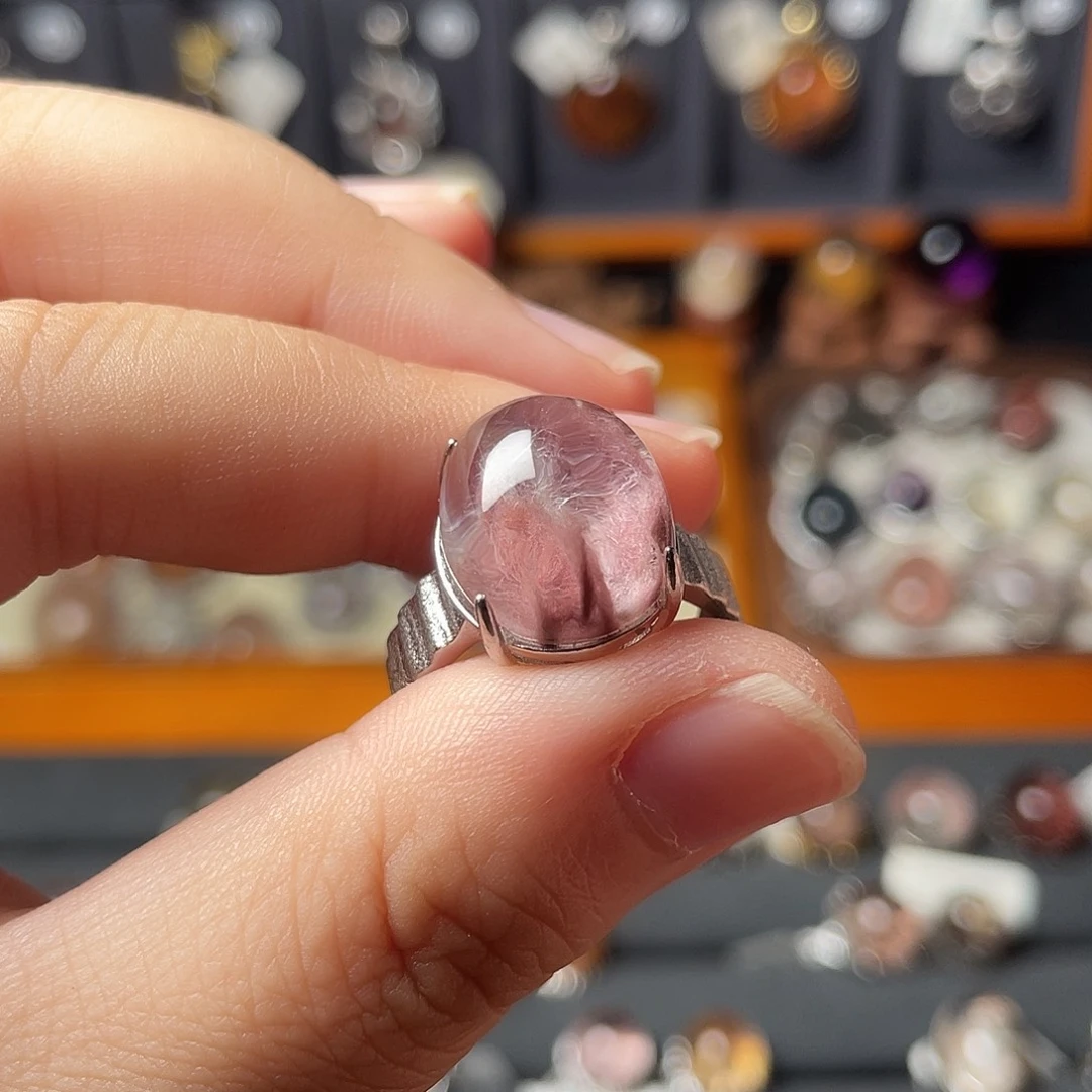 水晶戒指银S925镶嵌深*色
