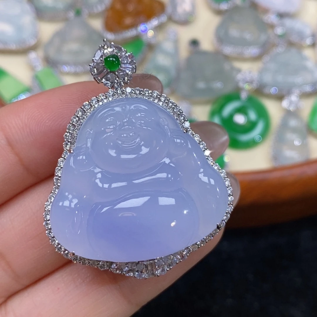 翡翠吊坠(赠链)18K金镶嵌