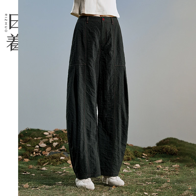 【商场同款新品】日着原创2025年夏季棉麻宽松香蕉裤休闲裤RD1213K0
