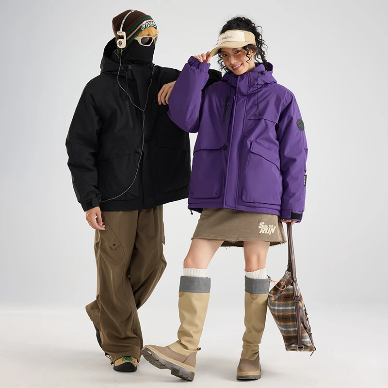 【加厚保暖男女同款】户外冬季宽松型连帽情侣款棉服外套