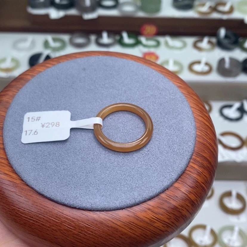 【闪购商品】未镶嵌戒指和田玉  红糖细条港码15