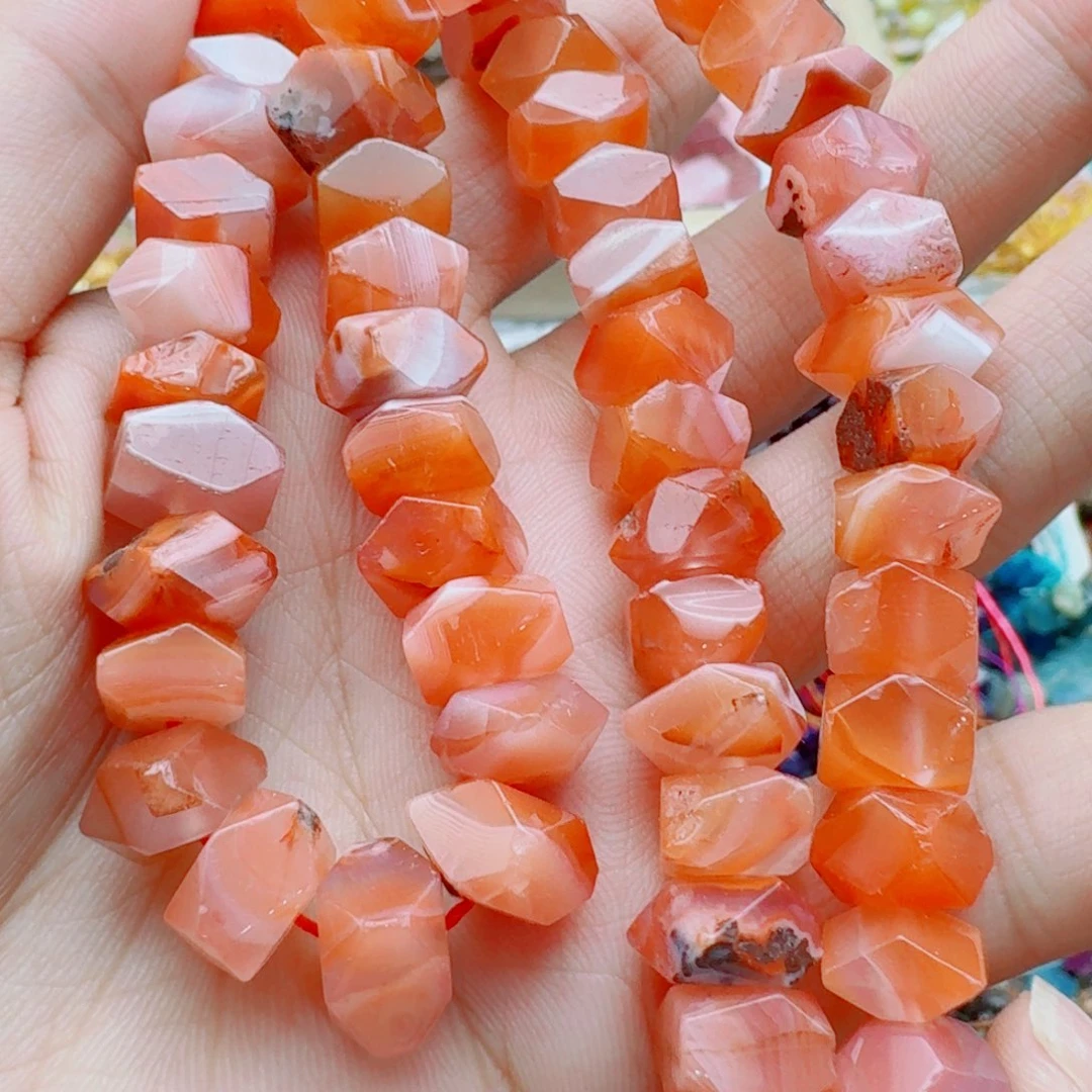 玛瑙/玉髓合金珠宝半成品10切角南红方一条