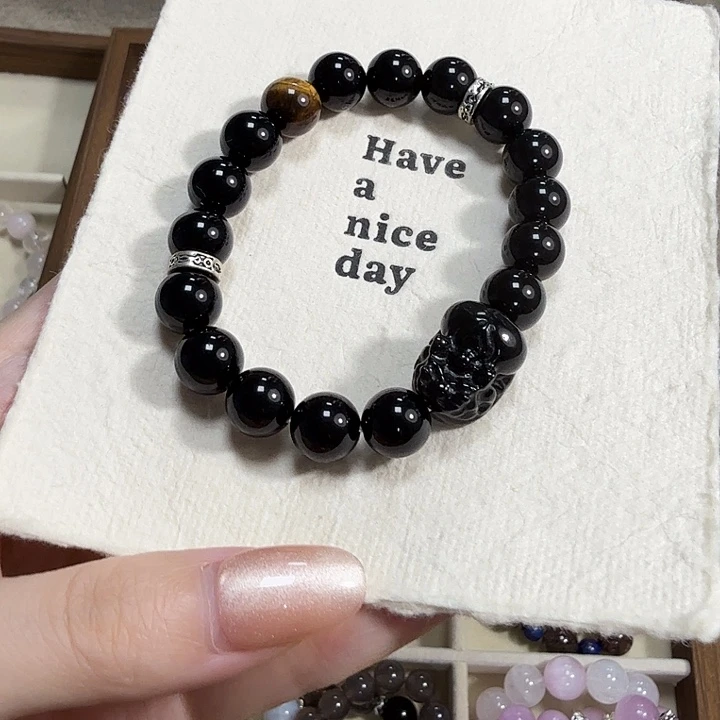 未镶嵌手链水晶黑曜石手串