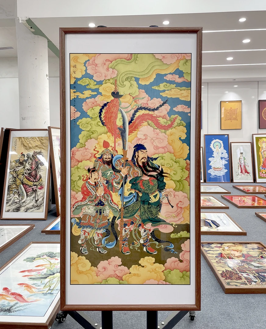 [32关公出巡图]60x120cm中国风家居装饰画办公室玄关客厅装饰画