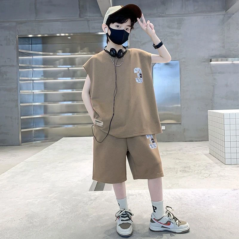 男童无袖夏装套装2025新款男孩夏季背心儿童夏款中大童运动篮球服