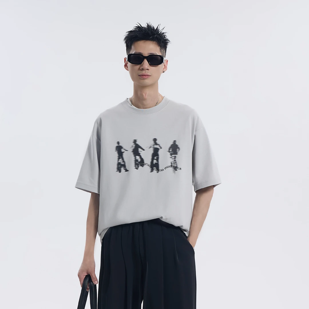 夏季人物印花莫代尔短袖圆领百搭简约时尚休闲高级感男装T恤72115