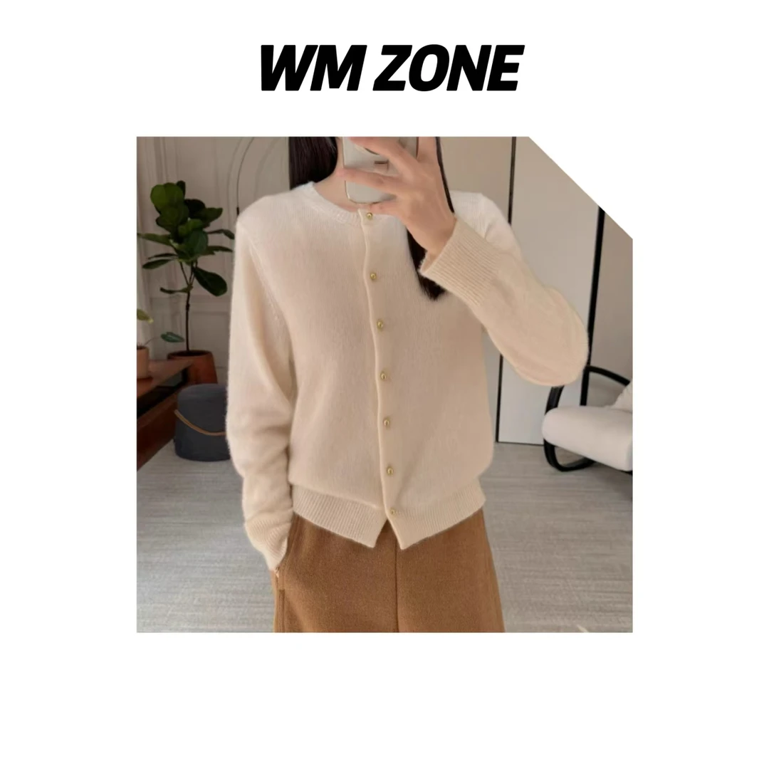 WM3-7- 4094 小金口亮片羊绒蚕丝混纺针织开衫