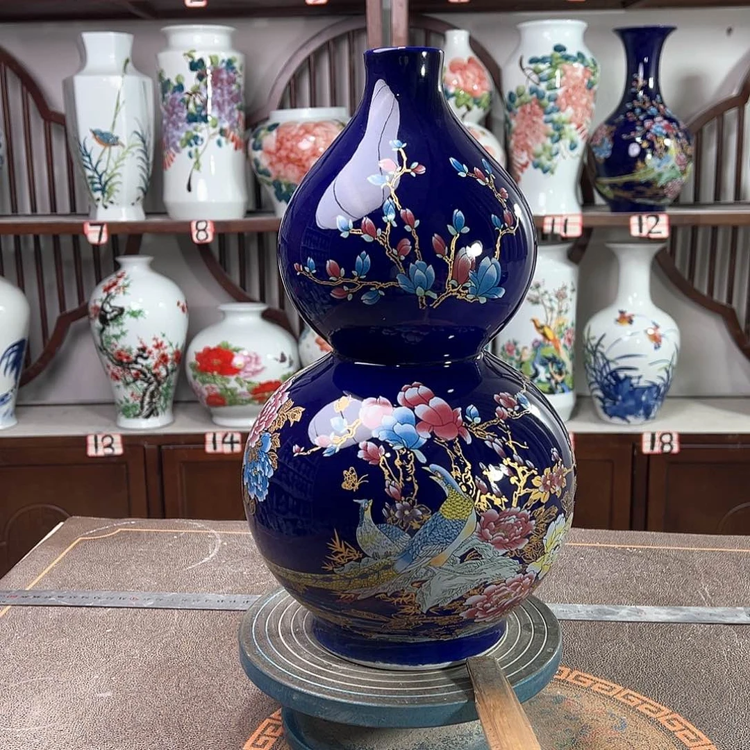 摆件陶景德镇陶瓷葫景泰蓝