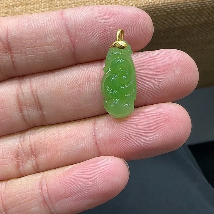 和田玉（碧玉）18K金镶嵌颈饰