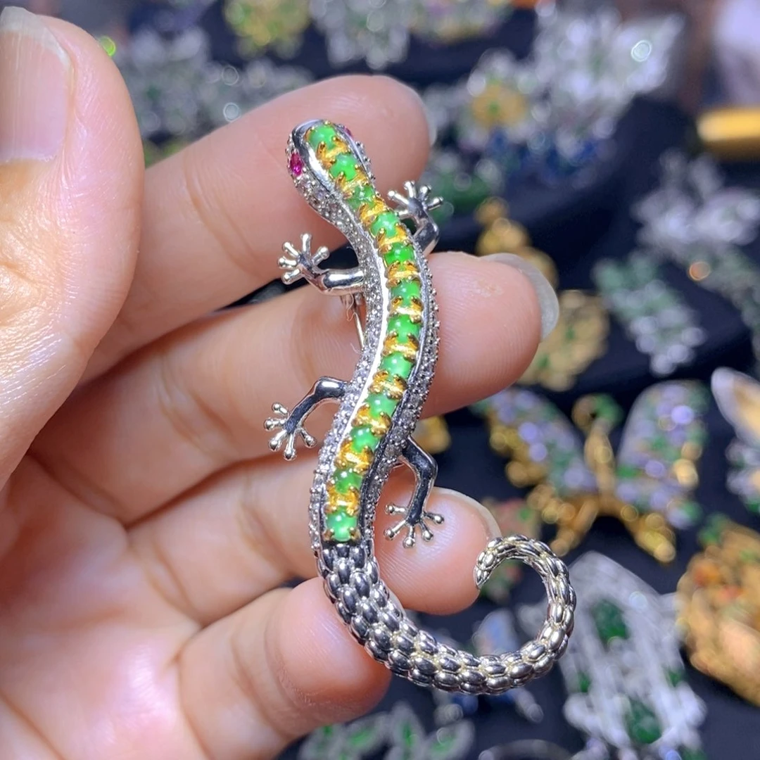 翡翠银S925镶嵌吊坠(不含链)天然翡翠