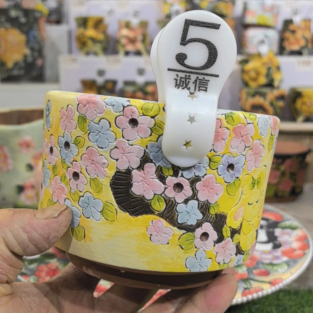 红泥花盆景德镇陶瓷