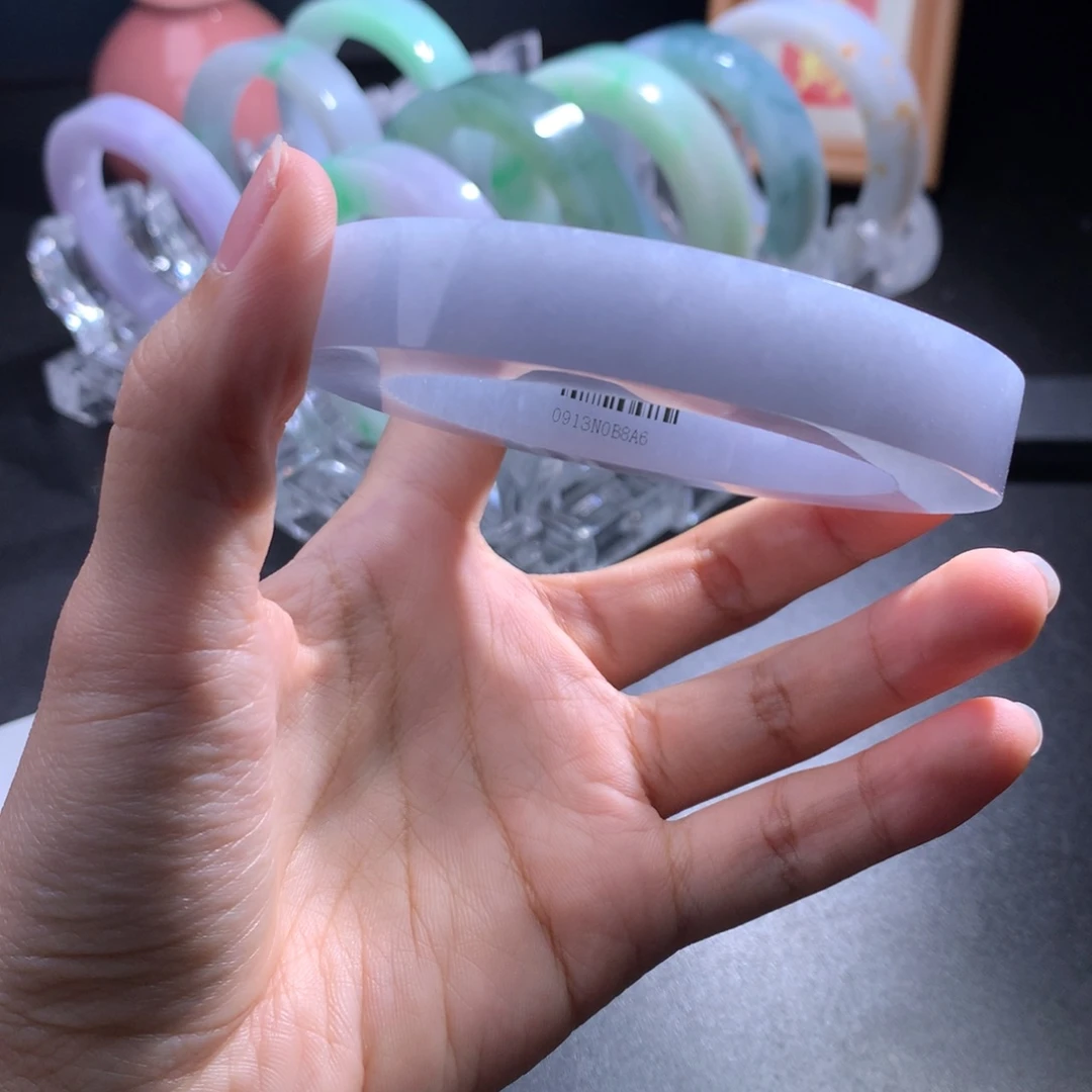 未镶嵌冰晴飘花翡翠手镯定制翡翠棉*糖