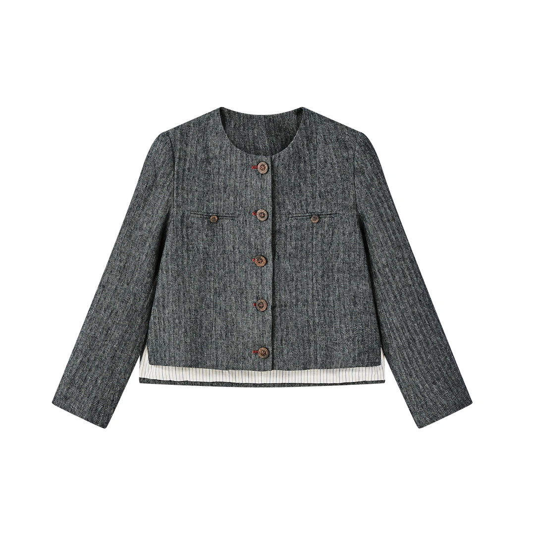 [苏大美专属]薰香2025秋冬新品经典百搭前短后长短款外套W10828