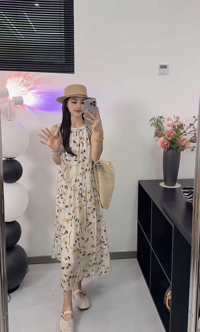 22021【蝶谷】2025夏季法式浪漫碎花裙连衣裙女