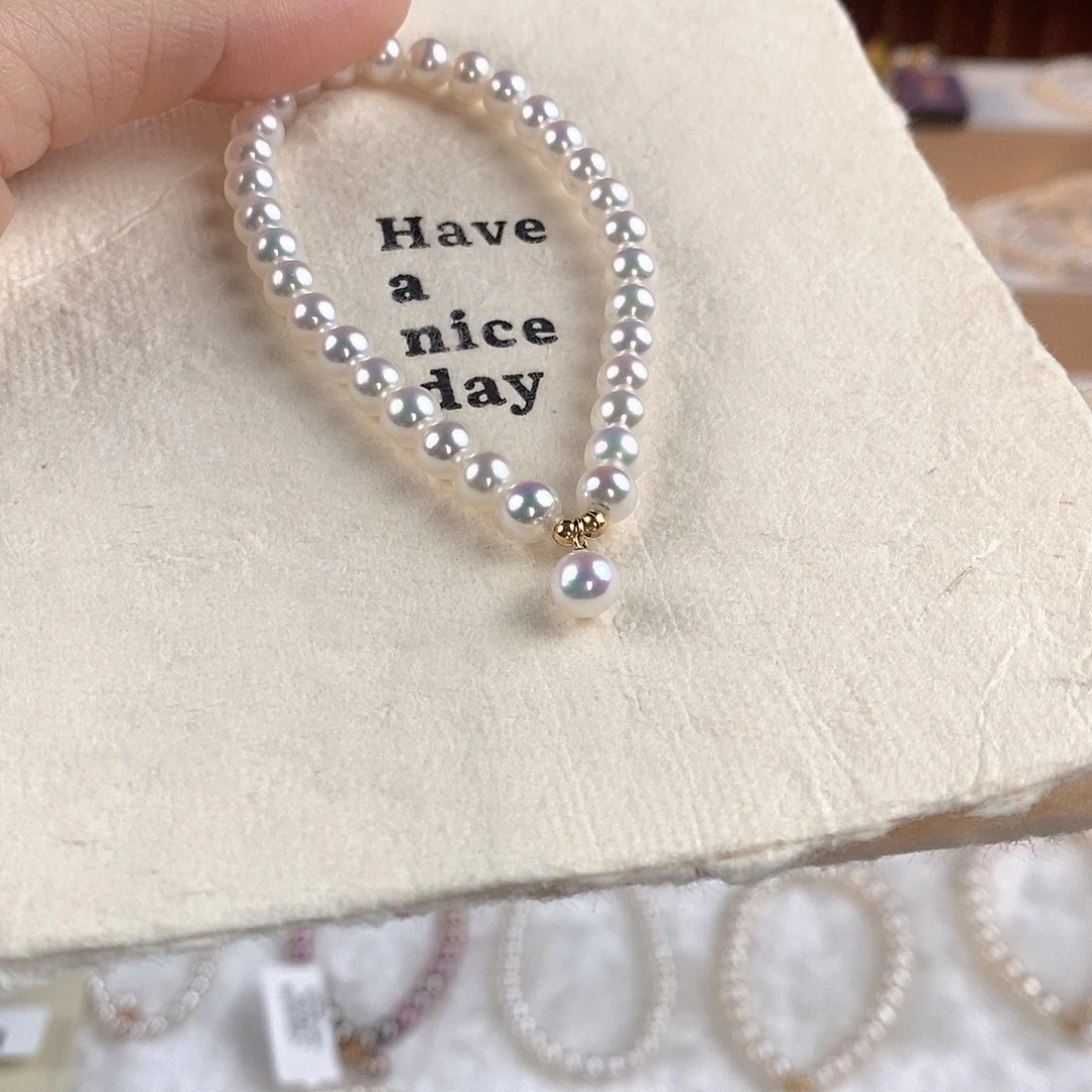 18K金镶嵌淡水珍珠手绳