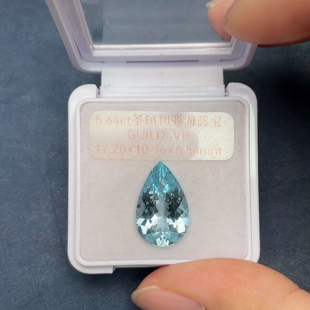 海蓝宝石裸石未镶嵌5.64ct圣玛利亚吉尔德vb