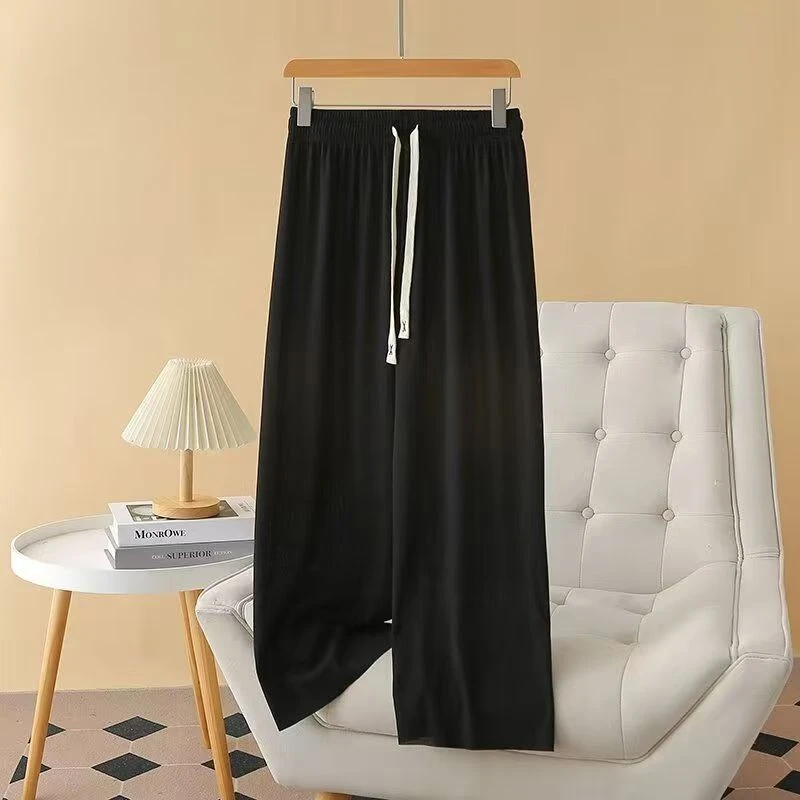 纯色简约女士休闲裤直筒阔腿裤休闲裤百搭休闲减龄春秋松紧腰S139