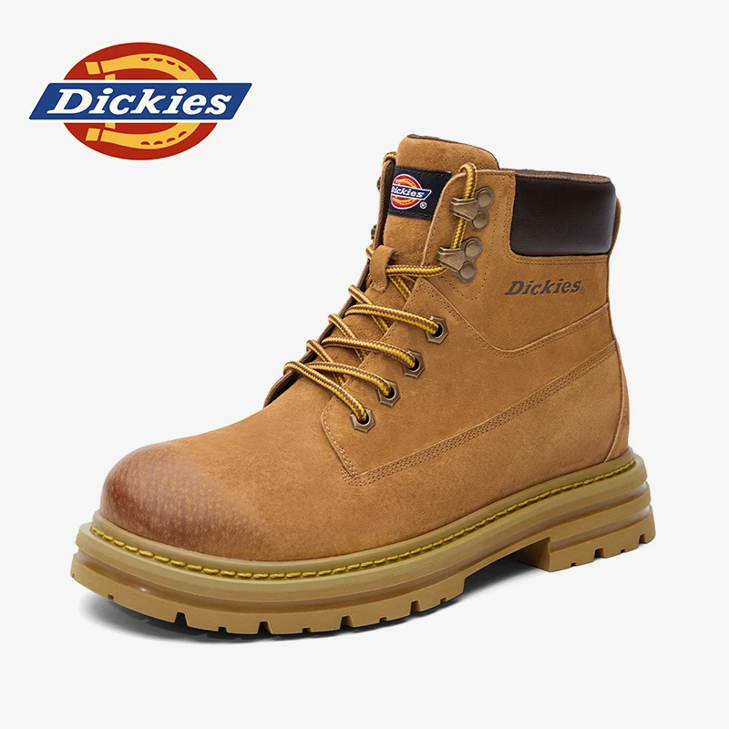 Dickies男鞋马丁靴2025冬季新款真皮加绒款厚底工装靴高帮休闲鞋